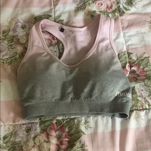 Light gray light pink ombré seamless sports bra
